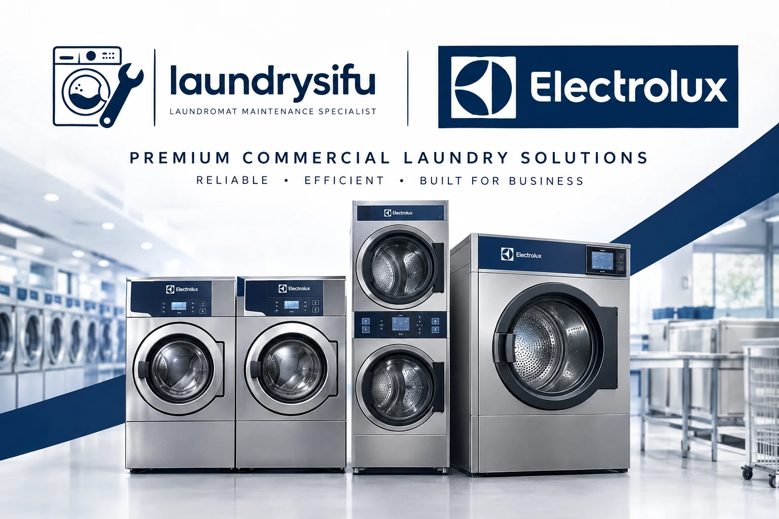 Electrolux washer and dryer serviced by Laundry Sifu, an authorized Electrolux laundry machine service partner in Malaysia